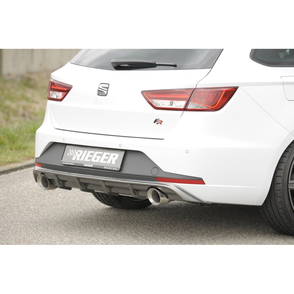 Rieger vložka zadního nárazníku pro Seat Leon FR 5F 5-dvéř. (ST/Combi) před faceliftem, plast ABS s povrchovou úpravou Carbon-Look, pro sportovní koncovky na obou stranách 100 mm