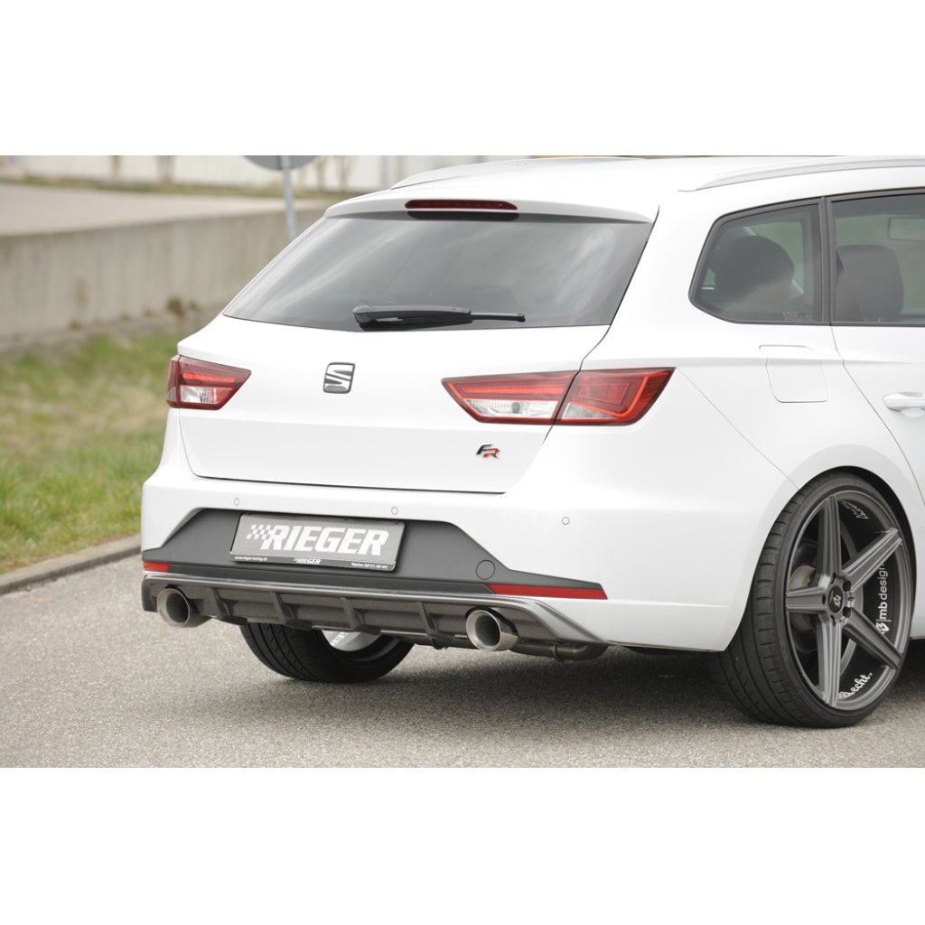 Rieger vložka zadního nárazníku pro Seat Leon FR 5F 5-dvéř. (ST/Combi) před faceliftem, plast ABS s povrchovou úpravou Carbon-Look, pro sportovní koncovky na obou stranách 100 mm