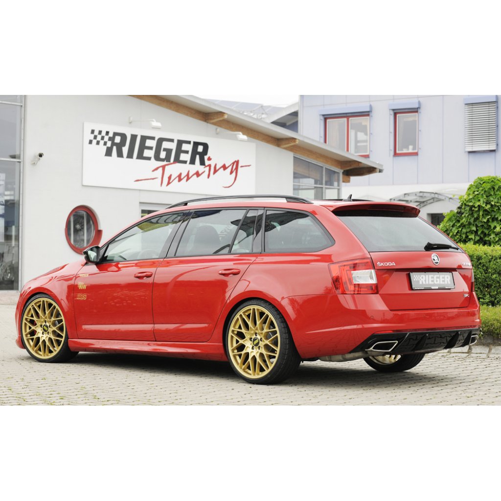 Rieger vložka zadního nárazníku pro Škoda Octavia RS 5E combi, sedan vč. faceliftu, plast ABS lakovaný do černé lesklé barvy, pro vozy bez tažného zařízení