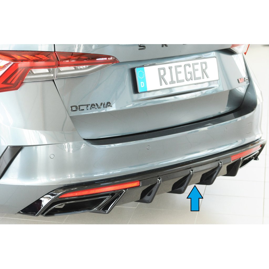 Rieger vložka zadního nárazníku pro Škoda Octavia RS NX combi, plast ABS lakovaný do černé lesklé barvy, pro vozy s tažným zařízením