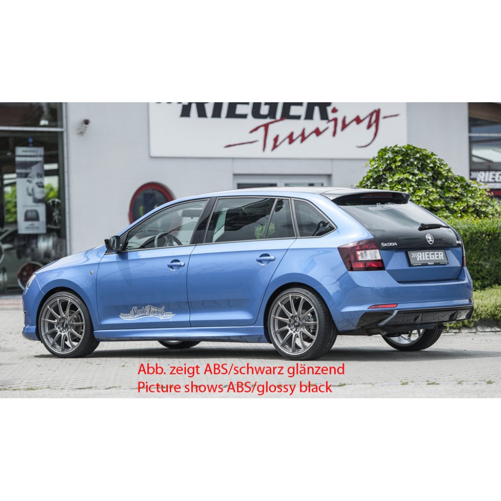 Rieger vložka zadního nárazníku pro Škoda Rapid NH spaceback vč. faceliftu, plast ABS bez povrchové úpravy, pro vozy bez tažného zařízení