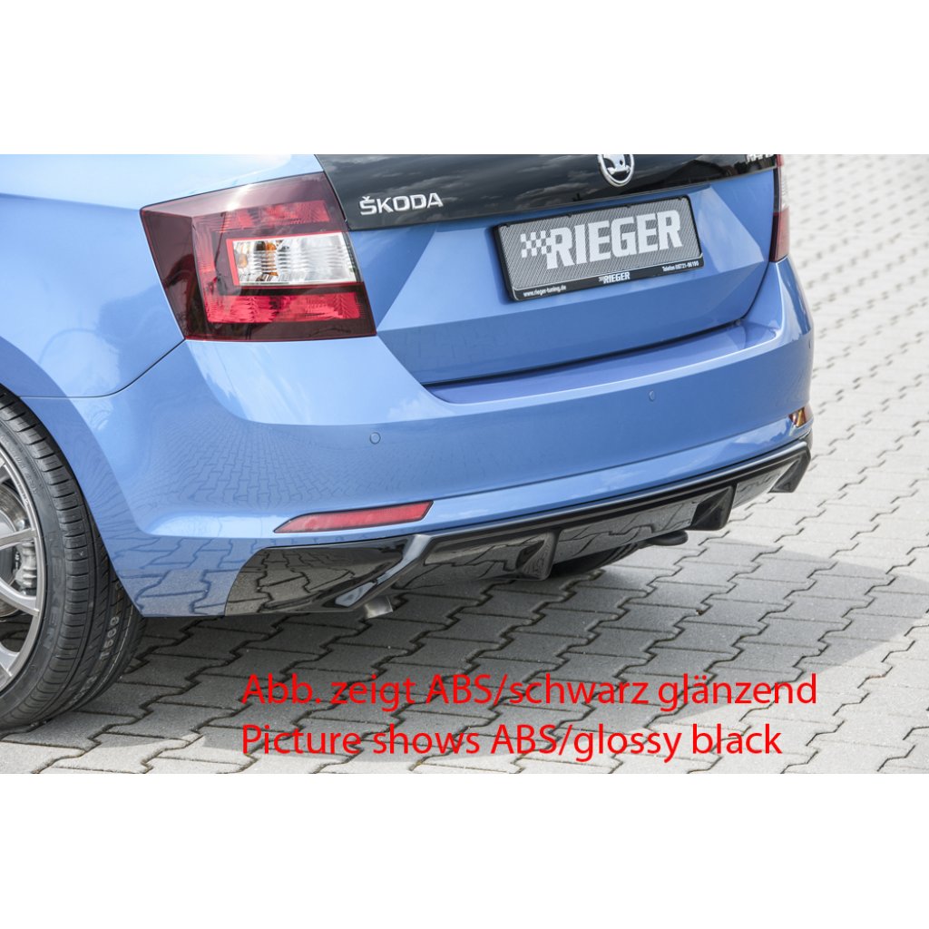 Rieger vložka zadního nárazníku pro Škoda Rapid NH spaceback vč. faceliftu, plast ABS s povrchovou úpravou Carbon-Look, pro vozy s tažným zařízením