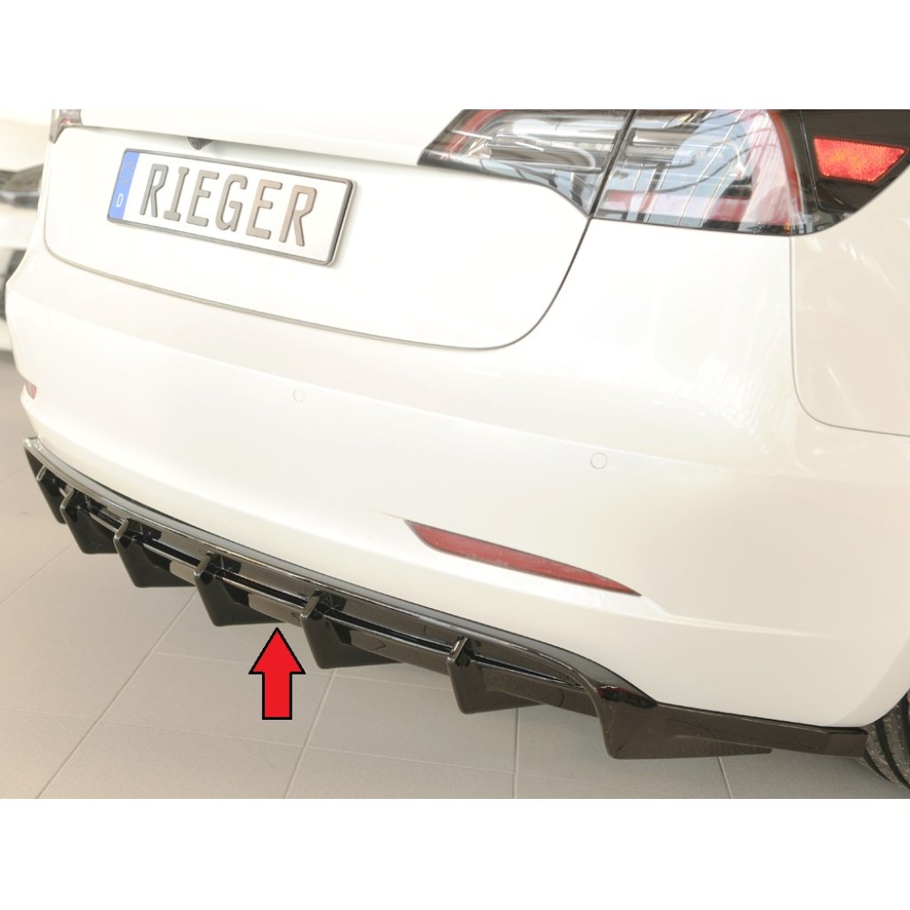Rieger vložka zadního nárazníku pro Tesla Model 3 003, plast ABS lakovaný do černé lesklé barvy
