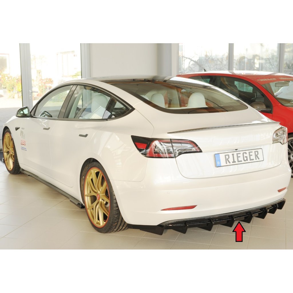 Rieger vložka zadního nárazníku pro Tesla Model 3 003, plast ABS lakovaný do černé lesklé barvy