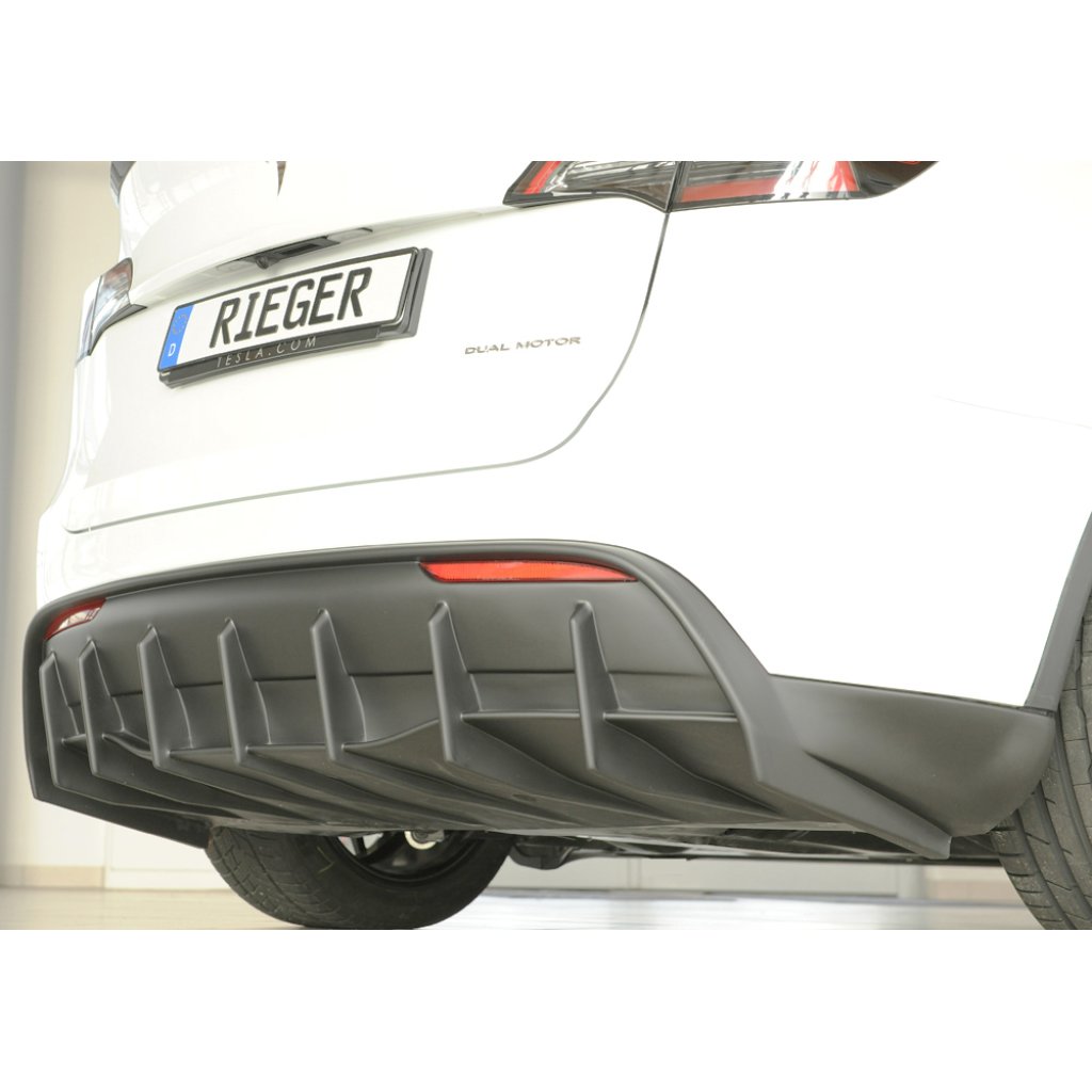 Rieger vložka zadního nárazníku pro Tesla Model Y 003, plast ABS bez povrchové úpravy, s tažným zařízením