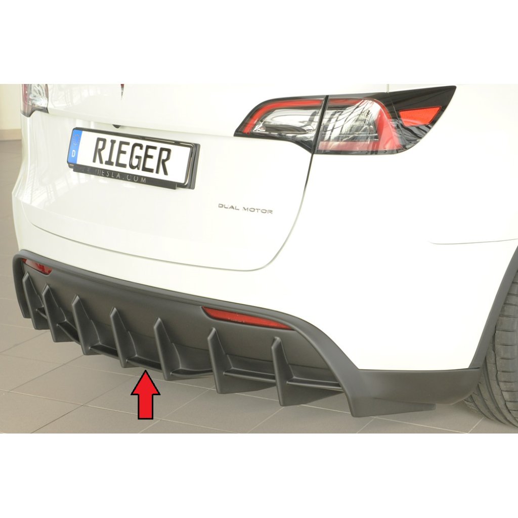 Rieger vložka zadního nárazníku pro Tesla Model Y 003, plast ABS bez povrchové úpravy, s tažným zařízením
