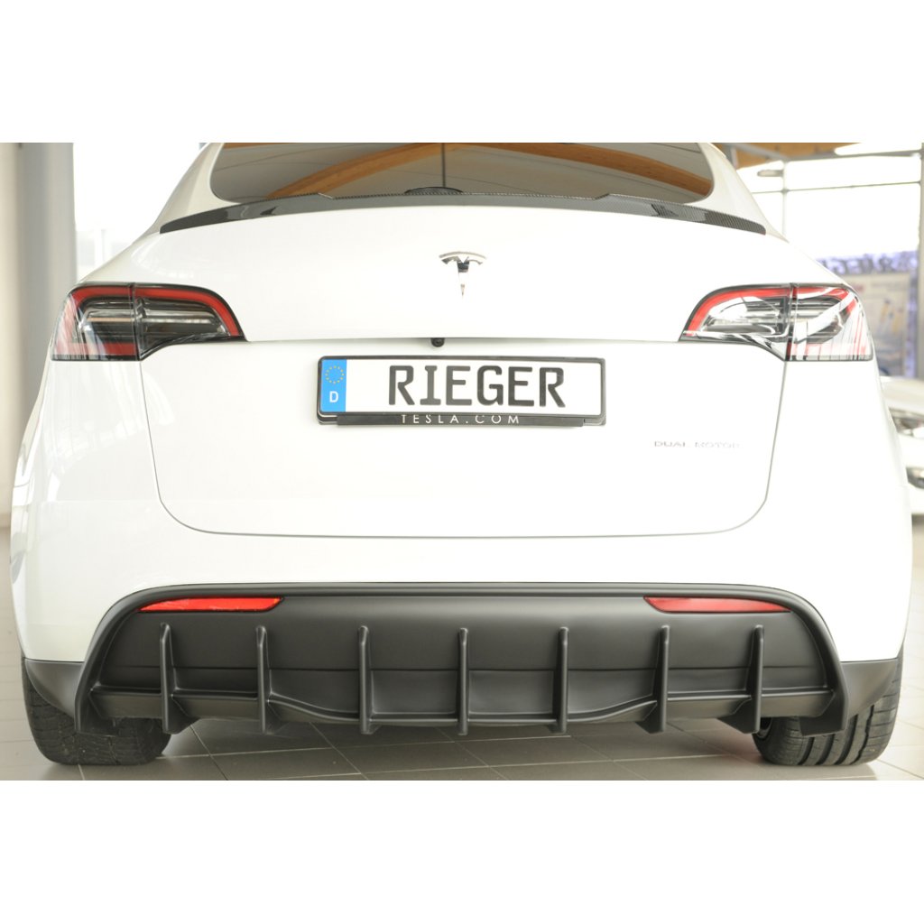 Rieger vložka zadního nárazníku pro Tesla Model Y 003, plast ABS bez povrchové úpravy, s tažným zařízením