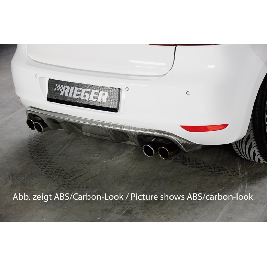 Rieger vložka zadního nárazníku pro Volkswagen Golf 6 3-dvéř., 5-dvéř., plast ABS s povrchovou úpravou Carbon-Look, pro dvojité koncovky na obou stranách