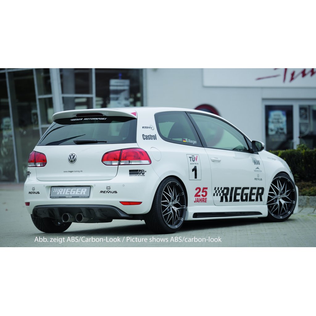 Rieger vložka zadního nárazníku pro Volkswagen Golf 6 3-dvéř., 5-dvéř., plast ABS s povrchovou úpravou Carbon-Look, pro dvojitou koncovku uprostřed