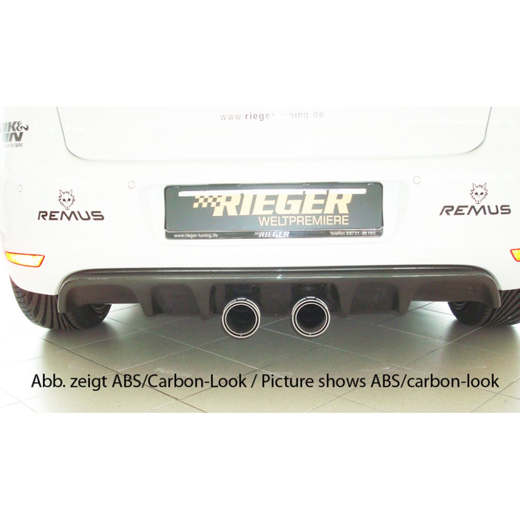 Rieger vložka zadního nárazníku pro Volkswagen Golf 6 3-dvéř., 5-dvéř., plast ABS s povrchovou úpravou Carbon-Look, pro dvojitou koncovku uprostřed