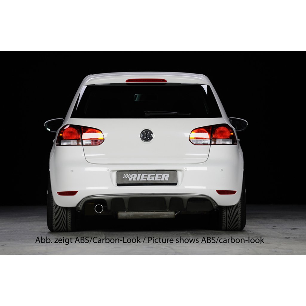 Rieger vložka zadního nárazníku pro Volkswagen Golf 6 3-dvéř., 5-dvéř., plast ABS s povrchovou úpravou Carbon-Look, pro orig. koncovku vlevo