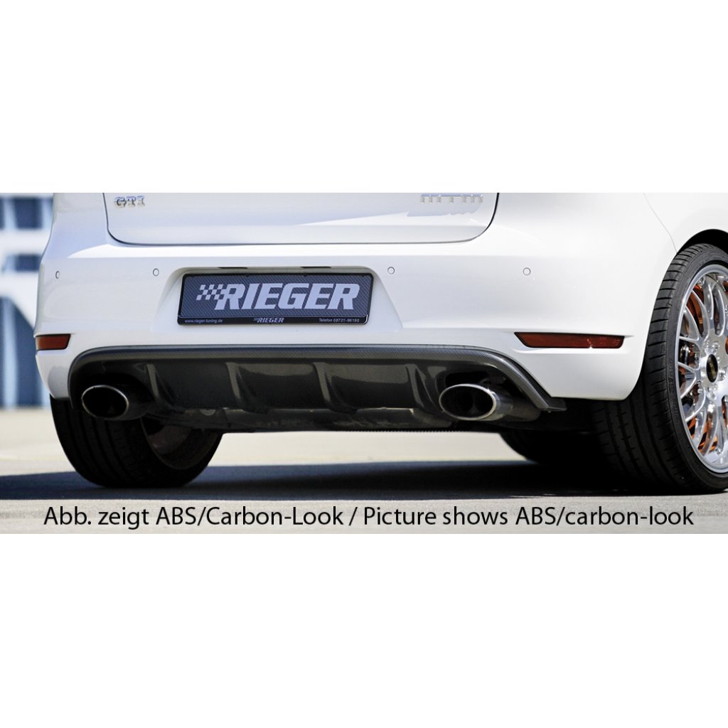 Rieger vložka zadního nárazníku pro Volkswagen Golf 6 GTD, GTI 3-dvéř., 5-dvéř., kabriolet, plast ABS lakovaný do černé lesklé barvy