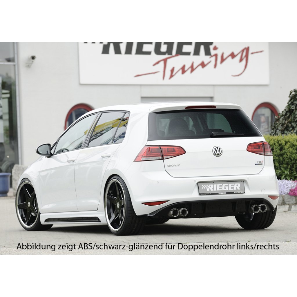 Rieger vložka zadního nárazníku pro Volkswagen Golf 7 3-dvéř., 5-dvéř., plast ABS s povrchovou úpravou Carbon-Look, pro dvojitou koncovku uprostřed