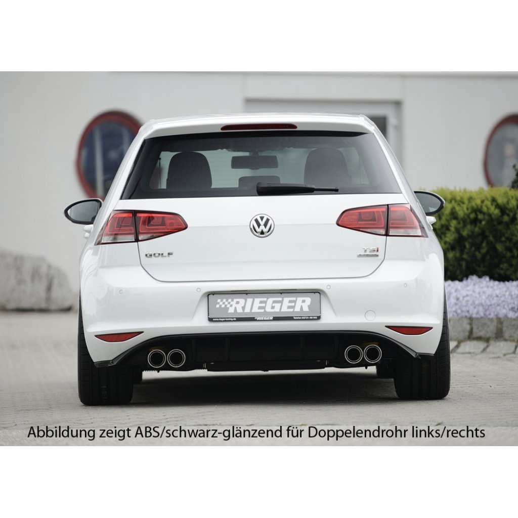 Rieger vložka zadního nárazníku pro Volkswagen Golf 7 3-dvéř., 5-dvéř., plast ABS s povrchovou úpravou Carbon-Look, pro dvojitou koncovku uprostřed