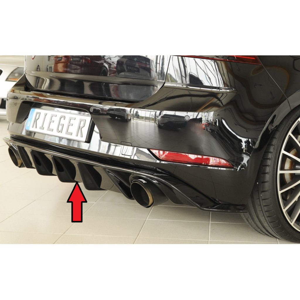 Rieger vložka zadního nárazníku pro Volkswagen Golf 7 GTI 3-dvéř., 5-dvéř. po faceliftu, plast ABS lakovaný do černé lesklé barvy