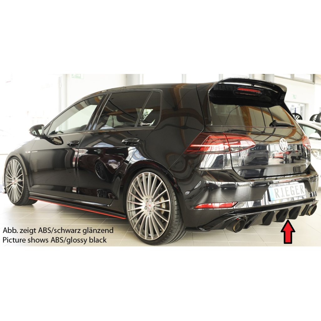 Rieger vložka zadního nárazníku pro Volkswagen Golf 7 GTI 3-dvéř., 5-dvéř. po faceliftu, plast ABS s povrchovou úpravou Carbon-Look