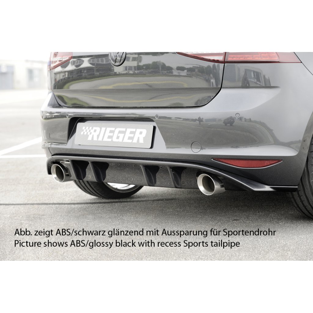 Rieger vložka zadního nárazníku pro Volkswagen Golf 7 GTI 3-dvéř., 5-dvéř. před faceliftem, plast ABS lakovaný do černé lesklé barvy