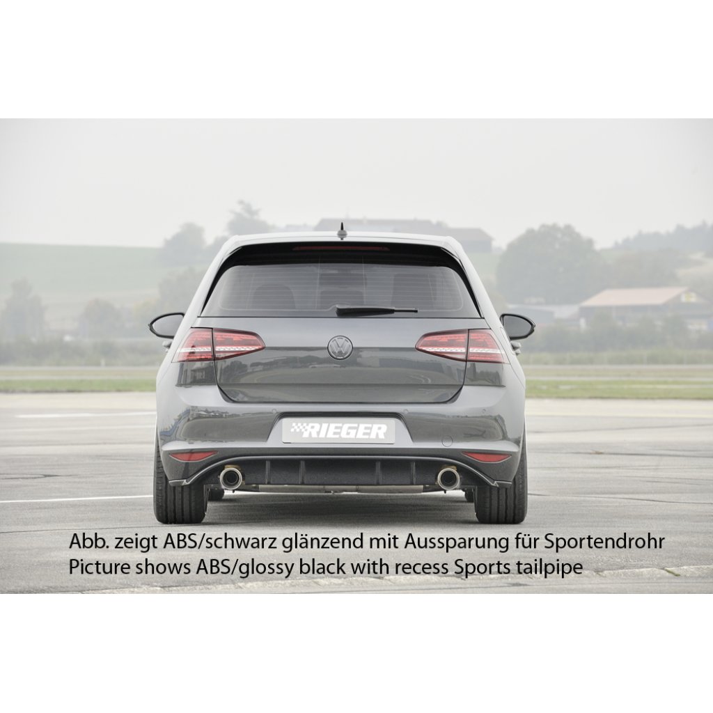 Rieger vložka zadního nárazníku pro Volkswagen Golf 7 GTI 3-dvéř., 5-dvéř. před faceliftem, plast ABS lakovaný do černé lesklé barvy