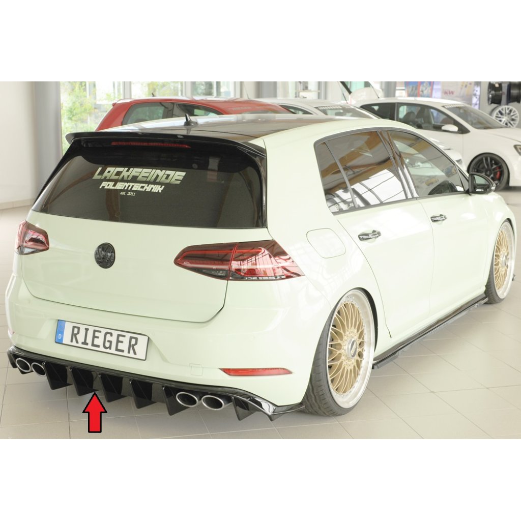 Rieger vložka zadního nárazníku pro Volkswagen Golf 7 R 5-dvéř., plast ABS lakovaný do černé lesklé barvy