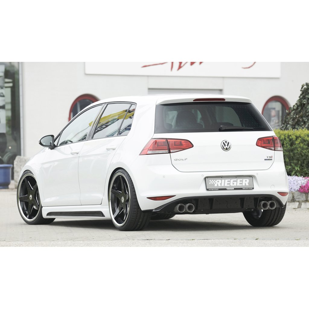 Rieger vložka zadního nárazníku pro Volkswagen Golf 7 vč. GTI, GTI Clubsport 3-dvéř., 5-dvéř. před faceliftem, plast ABS lakovaný do černé lesklé barvy, pro dvojité koncovky na obou stranách