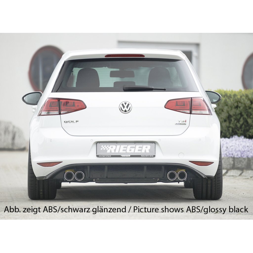 Rieger vložka zadního nárazníku pro Volkswagen Golf 7 vč. GTI, GTI Clubsport 3-dvéř., 5-dvéř. před faceliftem, plast ABS s povrchovou úpravou Carbon-Look, pro dvojité koncovky na obou stranách