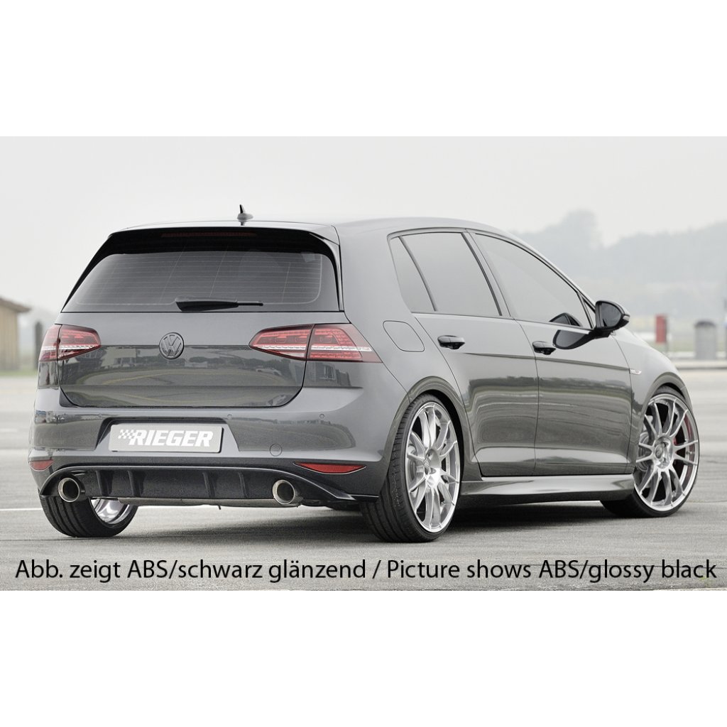 Rieger vložka zadního nárazníku pro Volkswagen Golf 7 vč. GTI, GTI Clubsport 3-dvéř., 5-dvéř. před faceliftem, plast ABS s povrchovou úpravou Carbon-Look, pro sportovní koncovky na obou stranách 100 mm