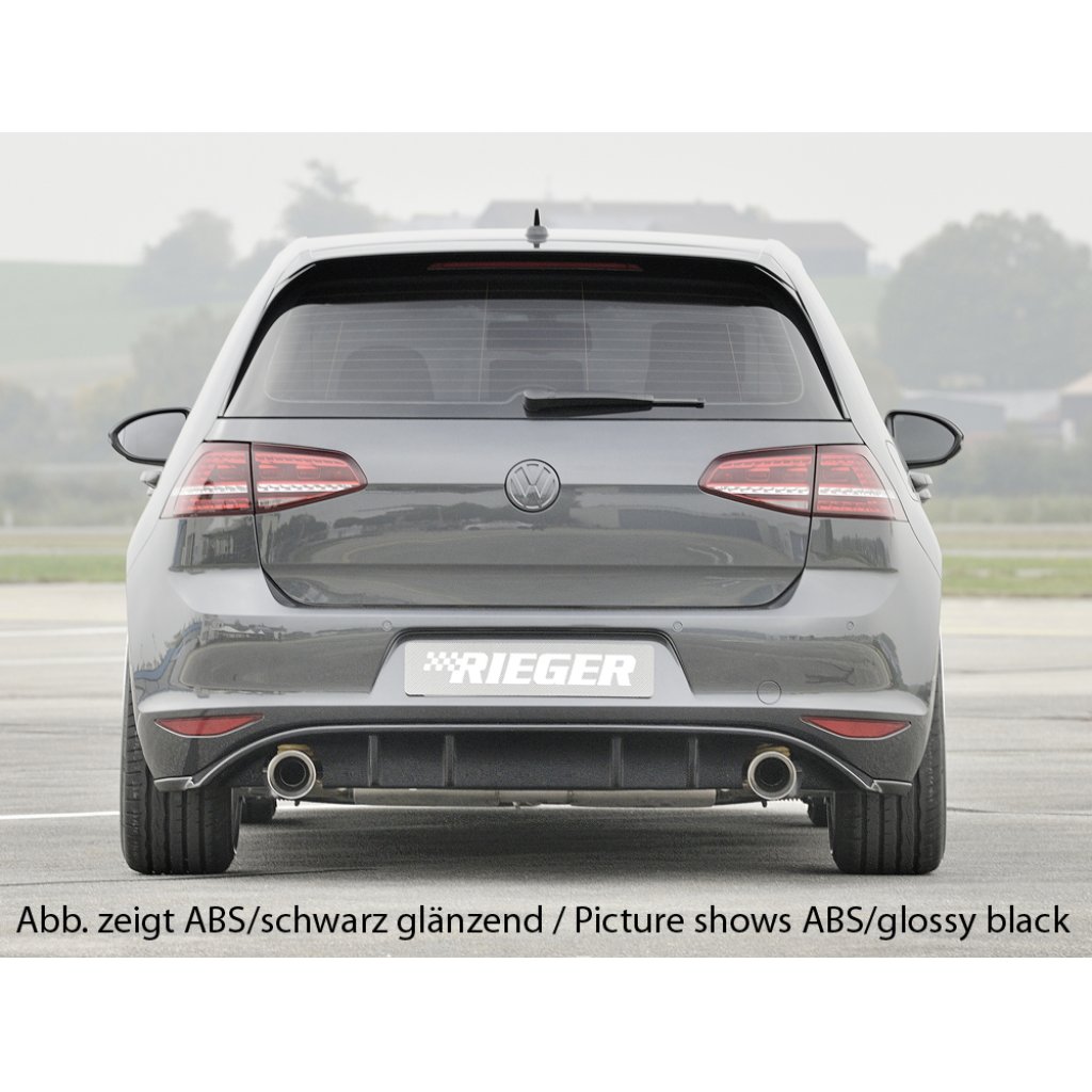 Rieger vložka zadního nárazníku pro Volkswagen Golf 7 vč. GTI, GTI Clubsport 3-dvéř., 5-dvéř. před faceliftem, plast ABS s povrchovou úpravou Carbon-Look, pro sportovní koncovky na obou stranách 100 mm