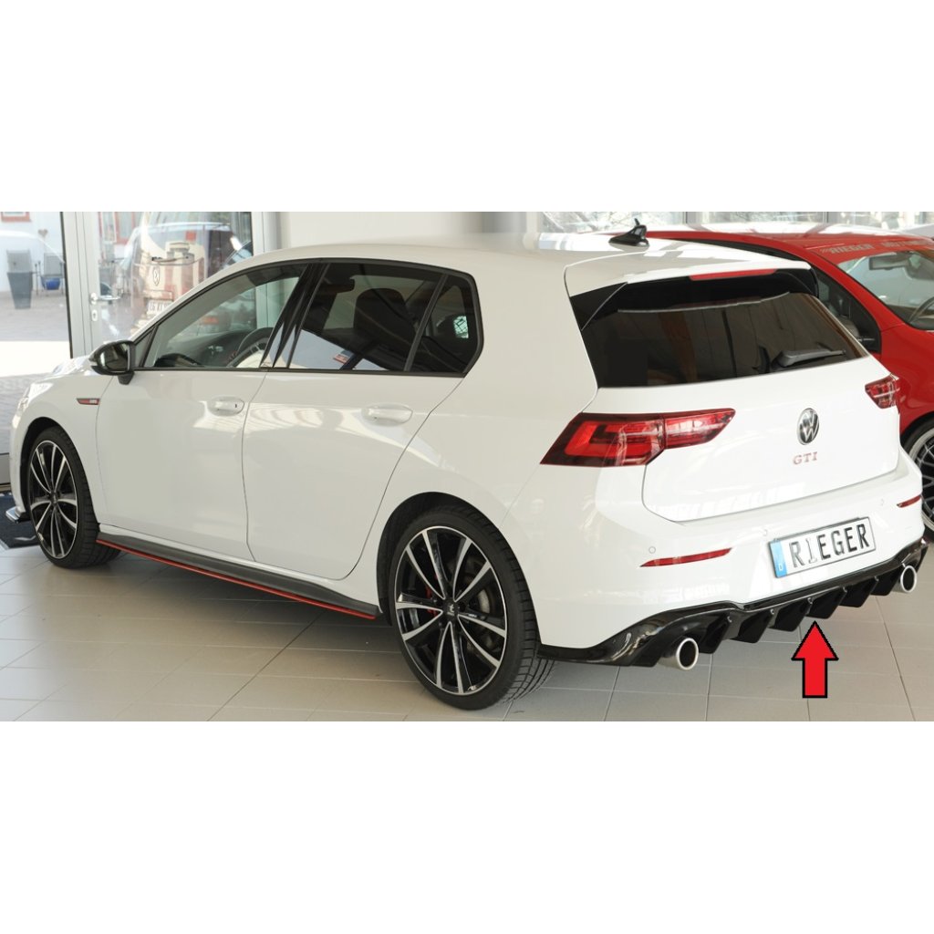 Rieger vložka zadního nárazníku pro Volkswagen Golf 8 GTI 5-dvéř., plast ABS lakovaný do černé lesklé barvy