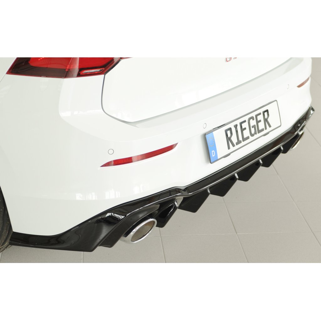 Rieger vložka zadního nárazníku pro Volkswagen Golf 8 GTI Clubsport 5-dvéř., plast ABS lakovaný do černé lesklé barvy