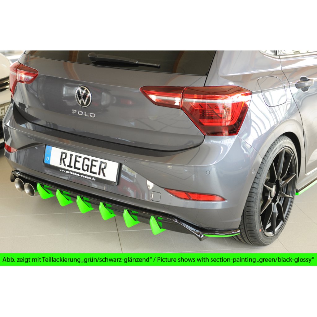 Rieger vložka zadního nárazníku pro Volkswagen Polo AW 5-dvéř., plast ABS bez povrchové úpravy, GTI, r.v. 06/2017-05/2021