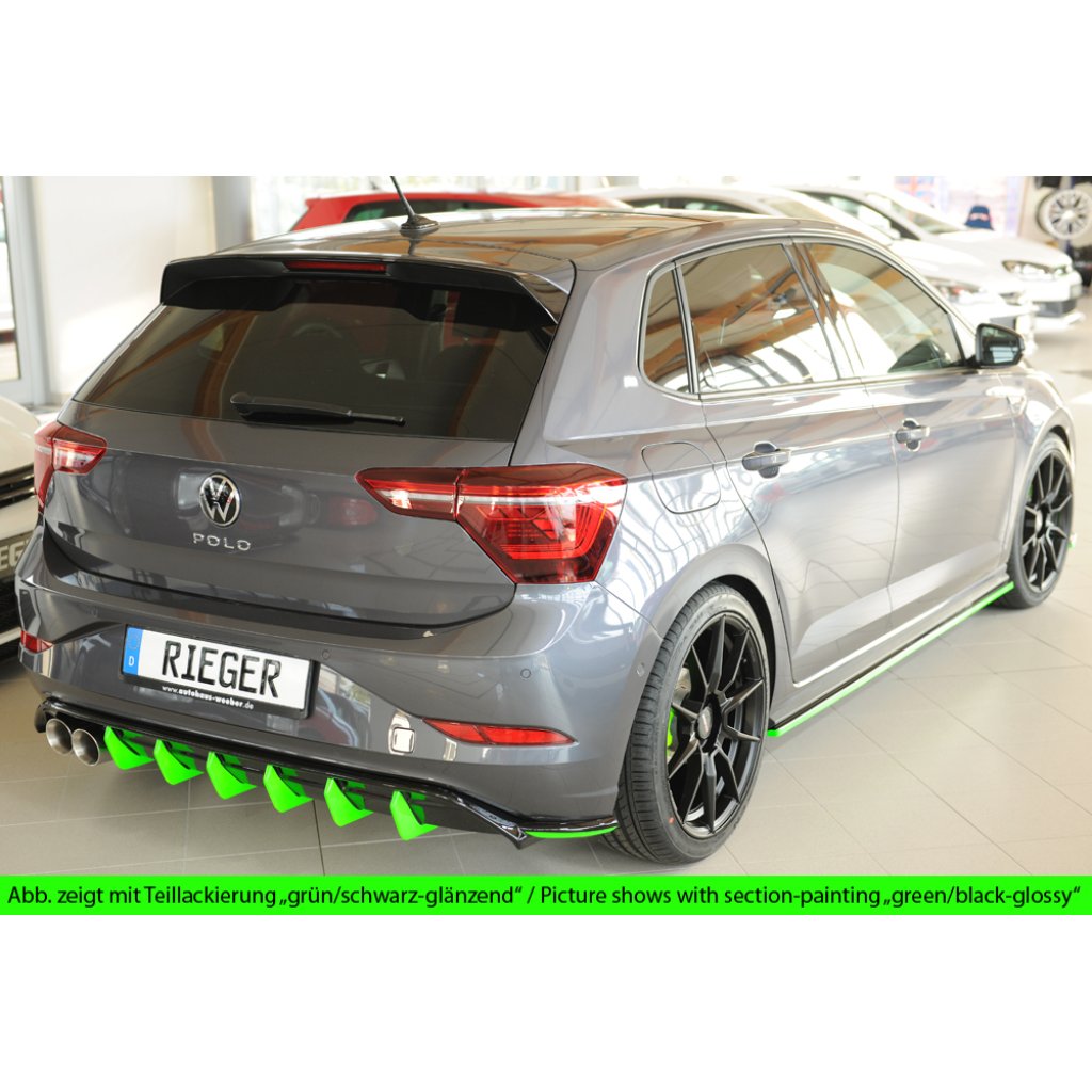 Rieger vložka zadního nárazníku pro Volkswagen Polo AW 5-dvéř., plast ABS bez povrchové úpravy, GTI, r.v. 06/2017-05/2021