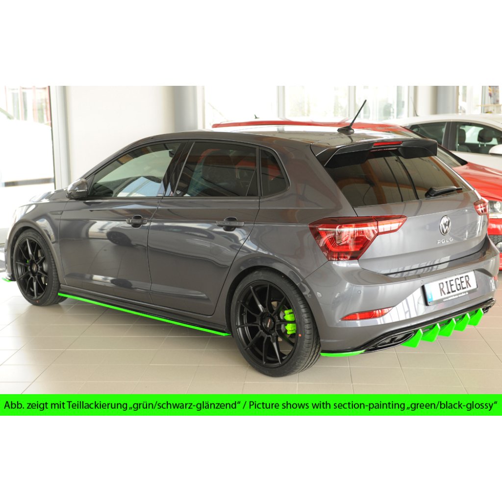 Rieger vložka zadního nárazníku pro Volkswagen Polo AW 5-dvéř., plast ABS bez povrchové úpravy, R-Line, r.v. 06/2017-05/2021