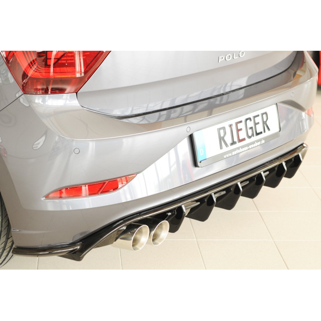 Rieger vložka zadního nárazníku pro Volkswagen Polo AW 5-dvéř., plast ABS lakovaný do černé lesklé barvy, GTI, r.v. 06/2021-