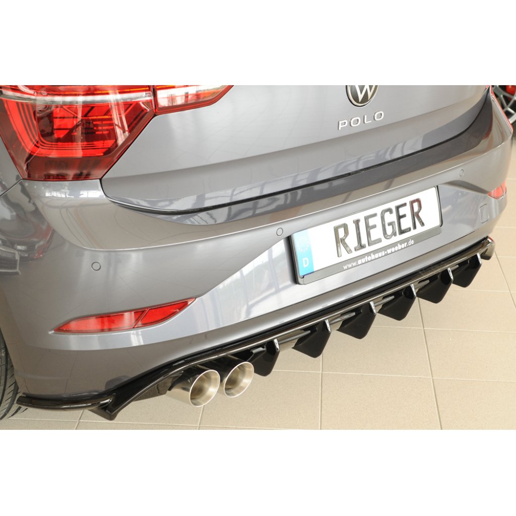 Rieger vložka zadního nárazníku pro Volkswagen Polo AW 5-dvéř., plast ABS lakovaný do černé lesklé barvy, GTI, r.v. 06/2021-