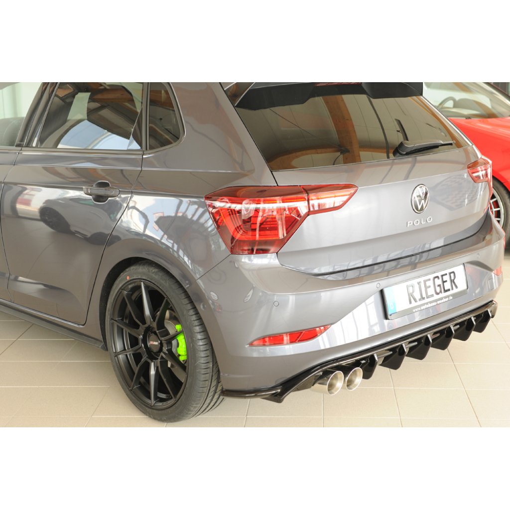 Rieger vložka zadního nárazníku pro Volkswagen Polo AW 5-dvéř., plast ABS lakovaný do černé lesklé barvy, GTI, r.v. 06/2021-