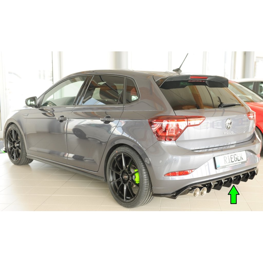 Rieger vložka zadního nárazníku pro Volkswagen Polo AW 5-dvéř., plast ABS lakovaný do černé lesklé barvy, GTI, r.v. 06/2021-
