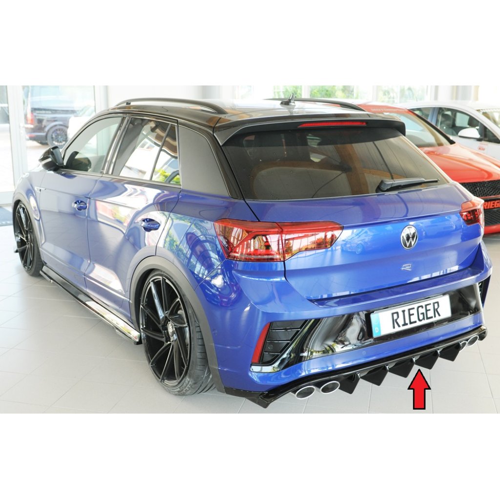 Rieger vložka zadního nárazníku pro Volkswagen T-roc R A1 5-dvéř., plast ABS lakovaný do černé lesklé barvy