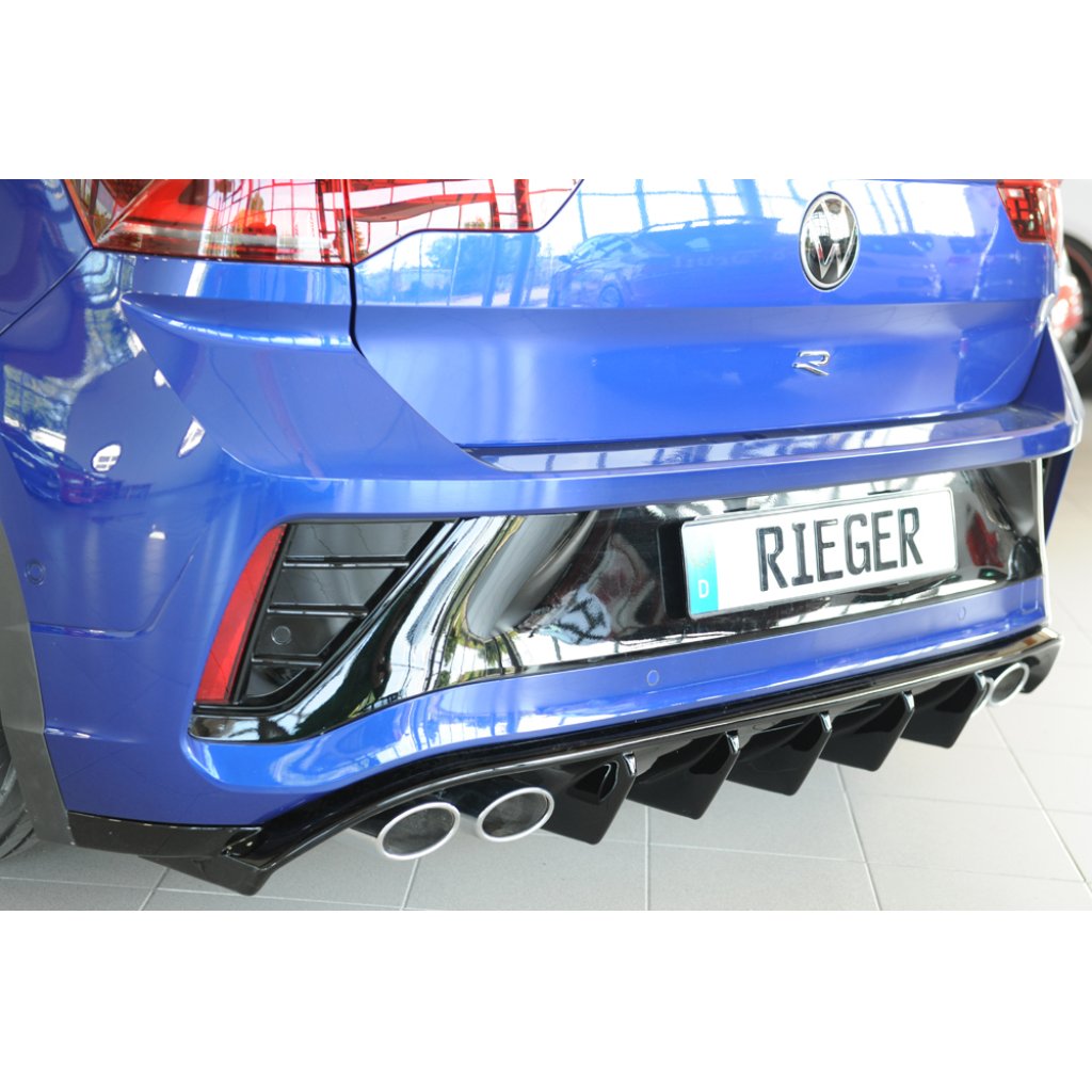 Rieger vložka zadního nárazníku pro Volkswagen T-roc R A1 5-dvéř., plast ABS lakovaný do černé lesklé barvy, pro vozy s tažným zařízením