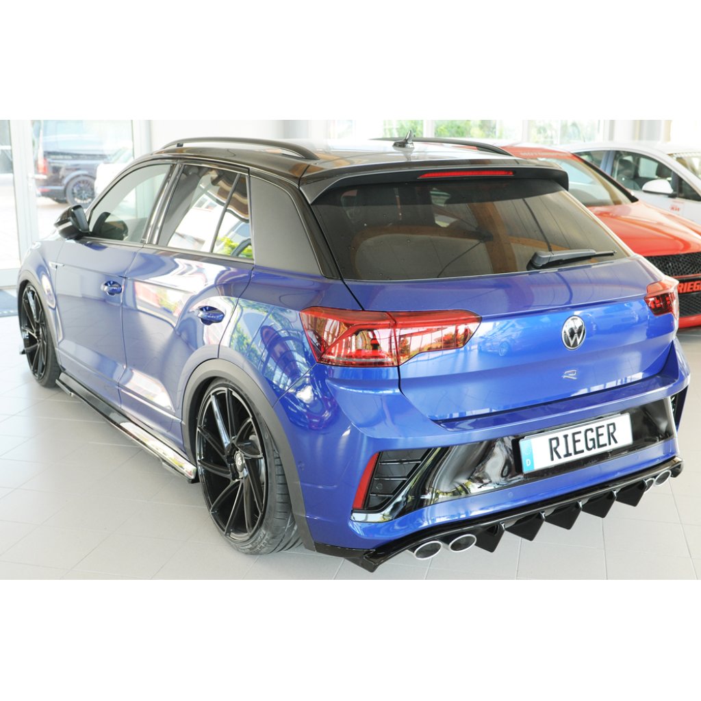 Rieger vložka zadního nárazníku pro Volkswagen T-roc R A1 5-dvéř., plast ABS lakovaný do černé lesklé barvy, pro vozy s tažným zařízením