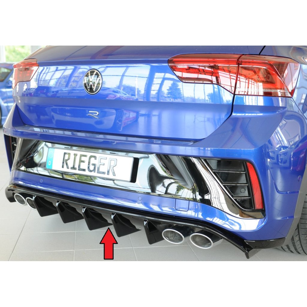 Rieger vložka zadního nárazníku pro Volkswagen T-roc R A1 5-dvéř., plast ABS lakovaný do černé lesklé barvy, pro vozy s tažným zařízením