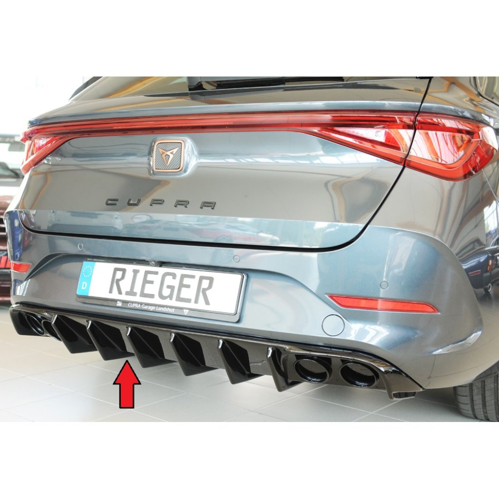 Rieger vložka zadního nárazníku (pro vozy bez tažného zař.) pro Seat Leon KL 5-dvéř. (ST/sportstourer), plast ABS lakovaný do černé lesklé barvy