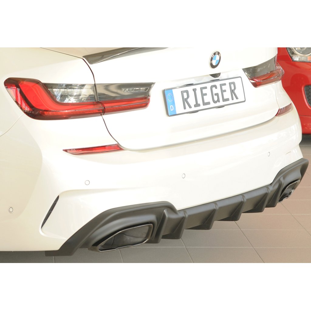 Rieger vložka zadního nárazníku (pro vozy s tažným zařízením) pro BMW řada 3 G21 touring, plast ABS bez povrchové úpravy, pro orig. koncovky vlevo/vpravo (M340i/M340d)