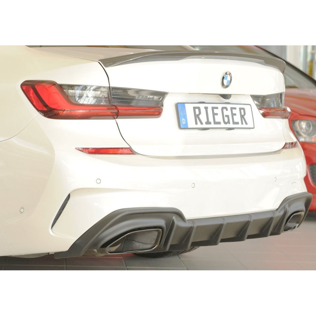 Rieger vložka zadního nárazníku (pro vozy s tažným zařízením) pro BMW řada 3 G21 touring, plast ABS bez povrchové úpravy, pro orig. koncovky vlevo/vpravo (M340i/M340d)