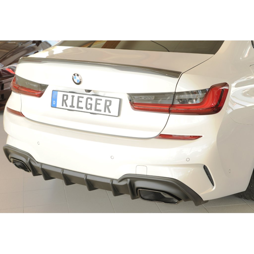 Rieger vložka zadního nárazníku (pro vozy s tažným zařízením) pro BMW řada 3 G21 touring, plast ABS bez povrchové úpravy, pro orig. koncovky vlevo/vpravo (M340i/M340d)