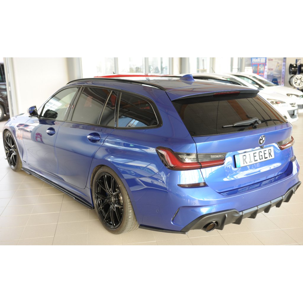 Rieger vložka zadního nárazníku (pro vozy s tažným zařízením) pro BMW řada 3 G21 touring, plast ABS bez povrchové úpravy, pro orig. koncovky vlevo/vpravo (průměr 90 mm)