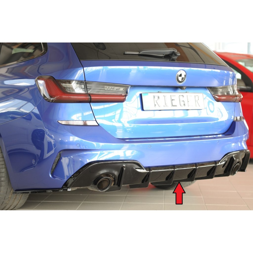 Rieger vložka zadního nárazníku (pro vozy s tažným zařízením) pro BMW řada 3 G21 touring, plast ABS lakovaný do černé lesklé barvy
