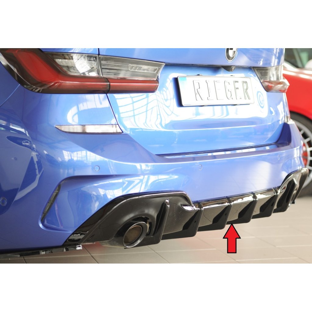 Rieger vložka zadního nárazníku (pro vozy s tažným zařízením) pro BMW řada 3 G21 touring, plast ABS lakovaný do černé lesklé barvy