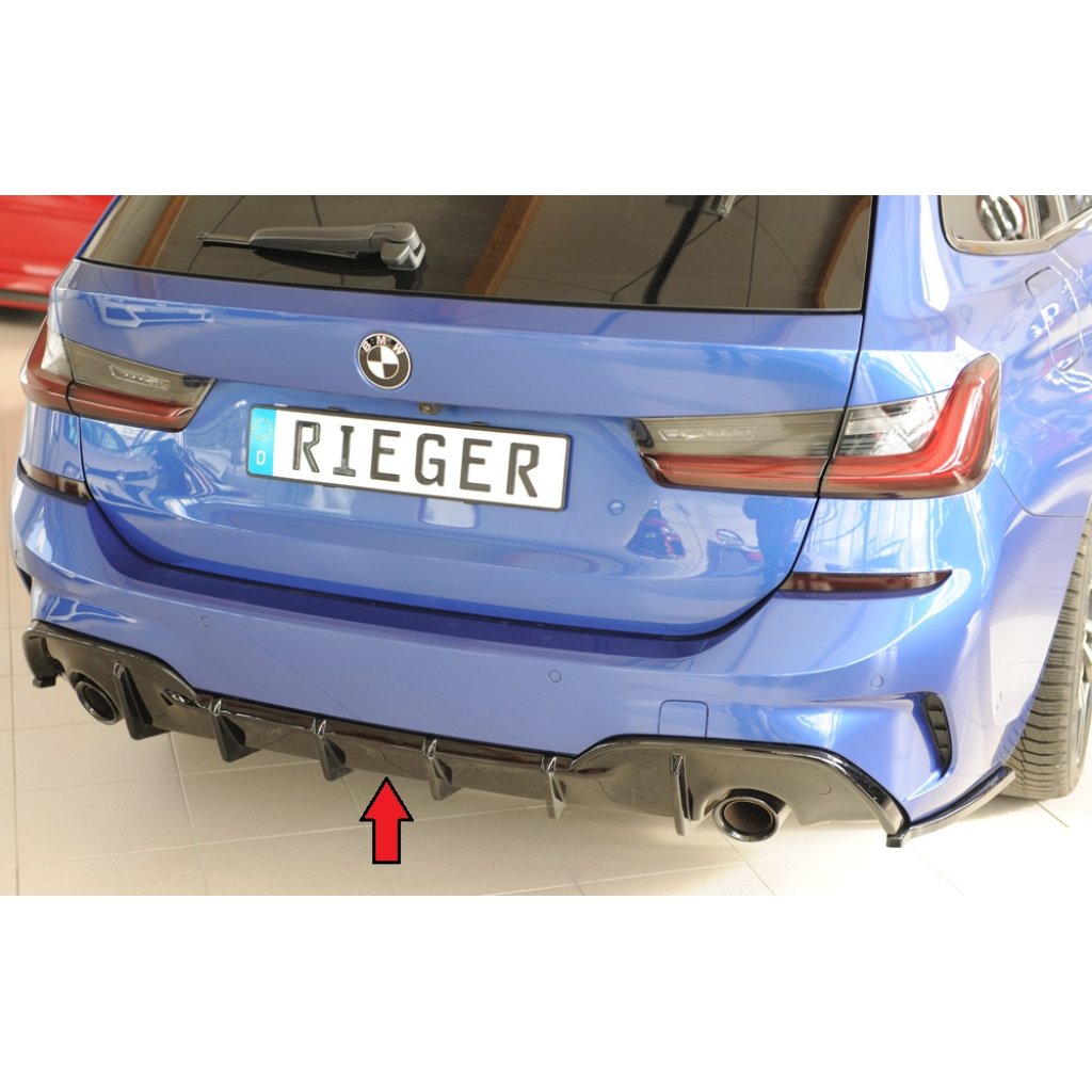 Rieger vložka zadního nárazníku (pro vozy s tažným zařízením) pro BMW řada 3 G21 touring, plast ABS lakovaný do černé lesklé barvy