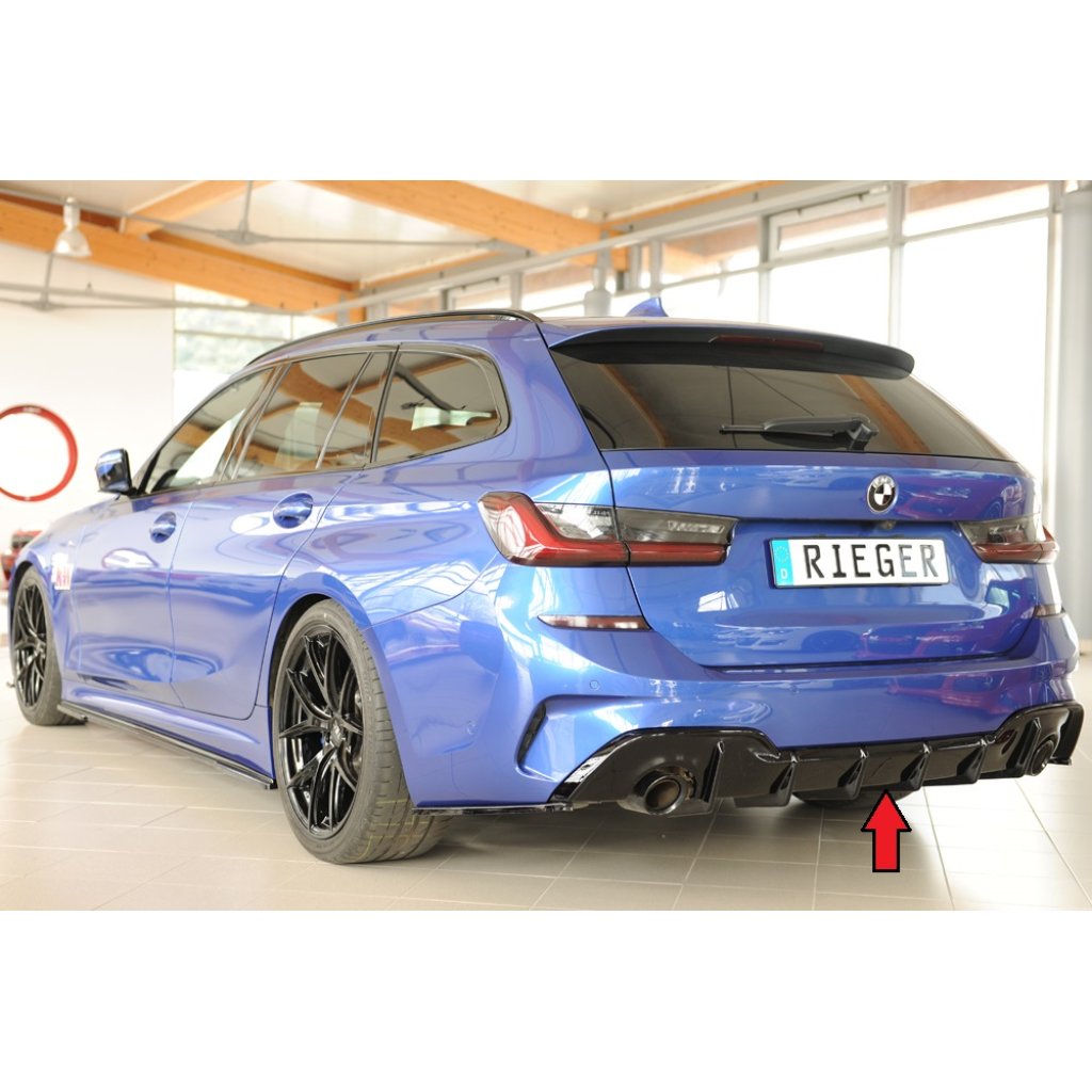 Rieger vložka zadního nárazníku (pro vozy s tažným zařízením) pro BMW řada 3 G21 touring, plast ABS lakovaný do černé lesklé barvy