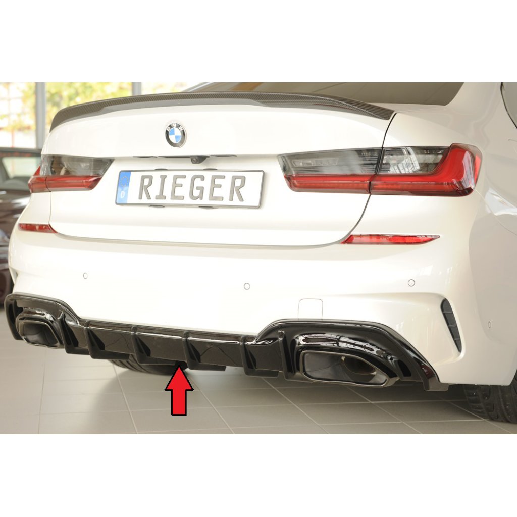 Rieger vložka zadního nárazníku (pro vozy s tažným zařízením) pro BMW řada 3 G21 touring, plast ABS lakovaný do černé lesklé barvy, M340i/M340d
